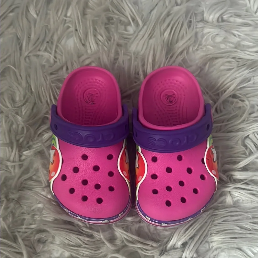 Toddler Crocs Pink and Purple space and stars size 7